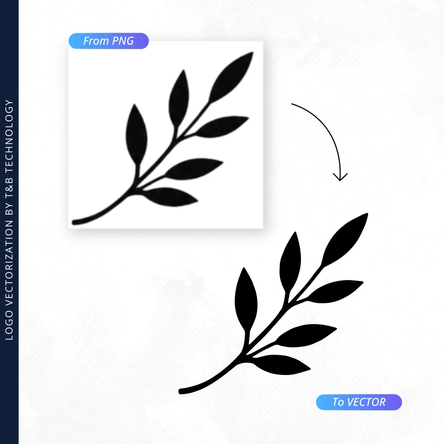 Close-up of the sprig in the Luvere Maison logo, from PNG to vector