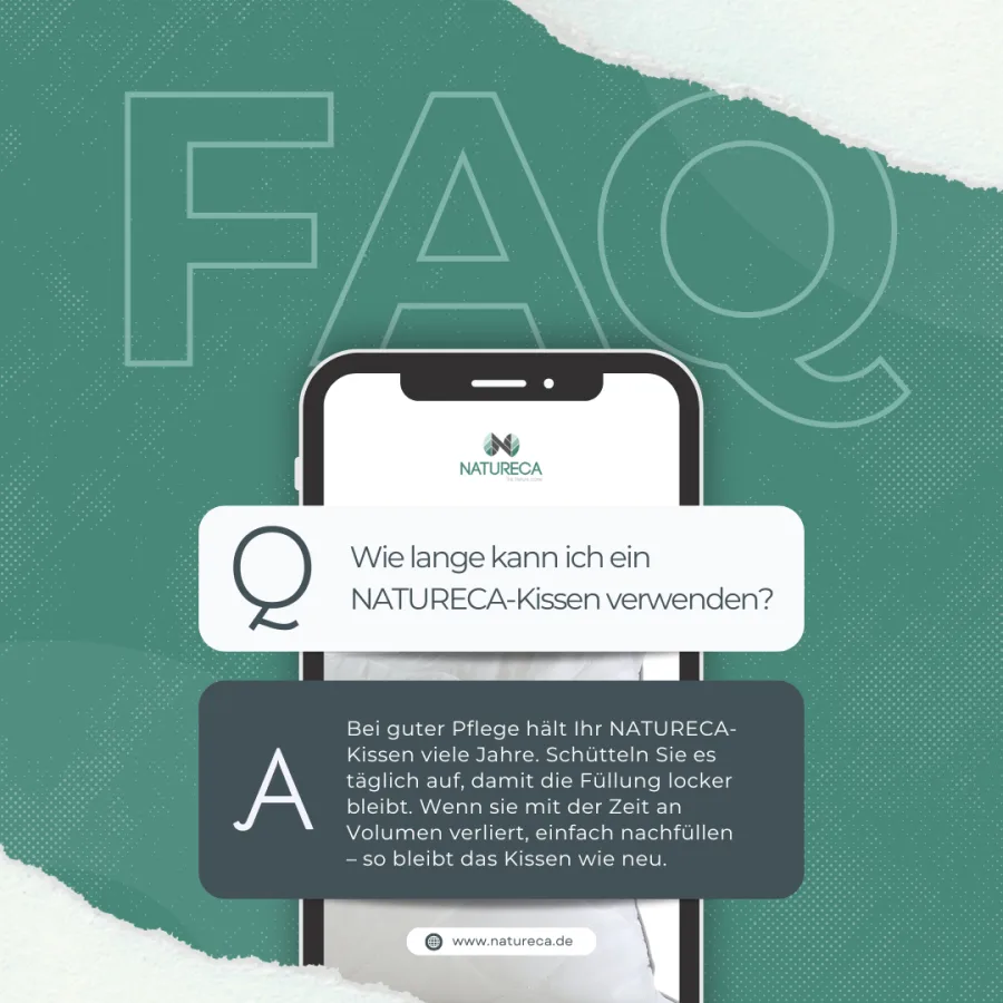 Question-and-answer post on how long a Natureca pillow lasts