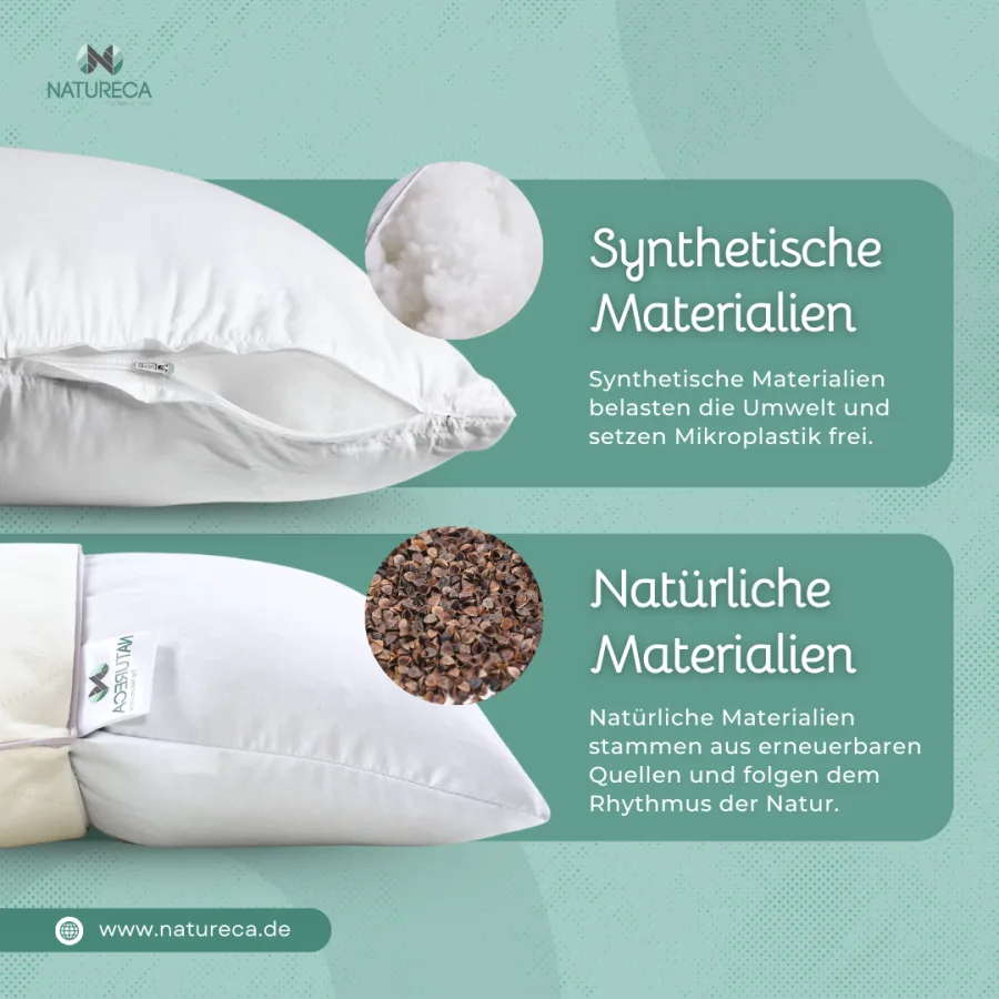Post comparing a synthetic filling with a natural buckwheat filling