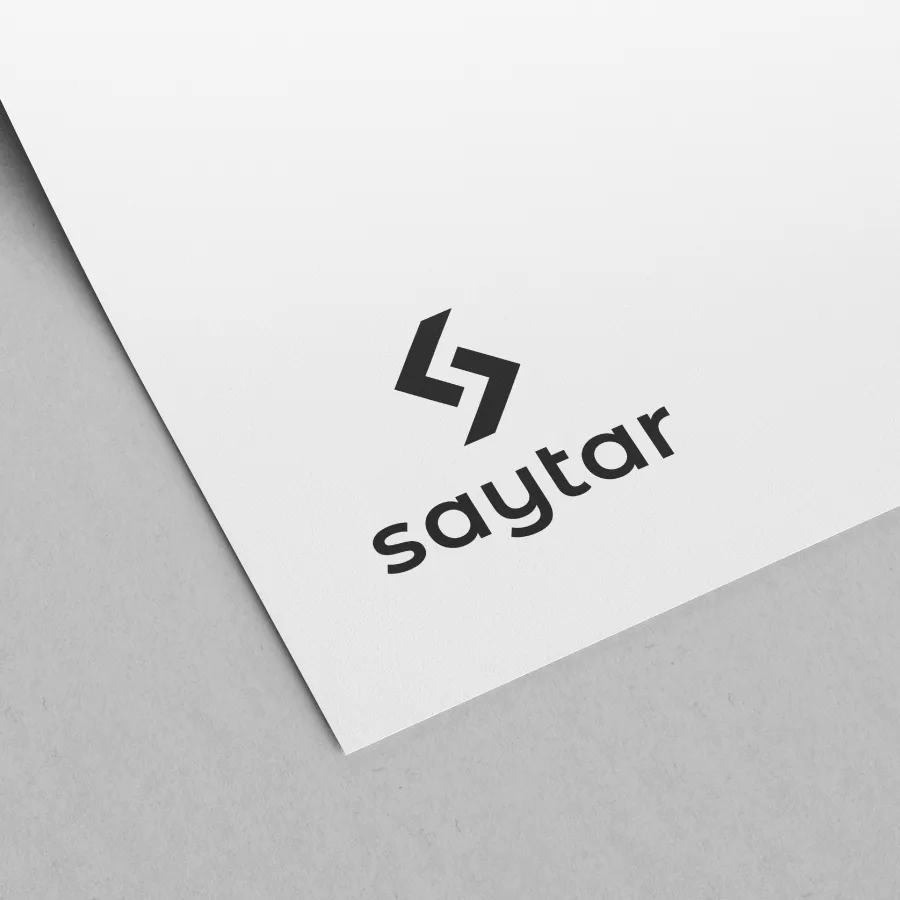 The Saytar logo on paper, close up
