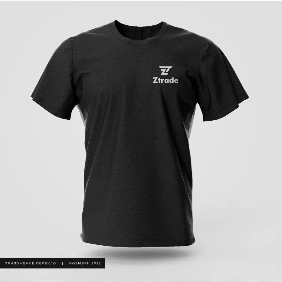 A black T-shirt with the Ztrade logo