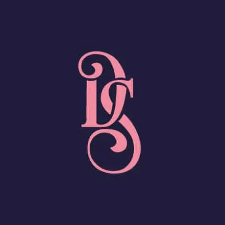 The DS monogram in pink on navy, a profile-picture version