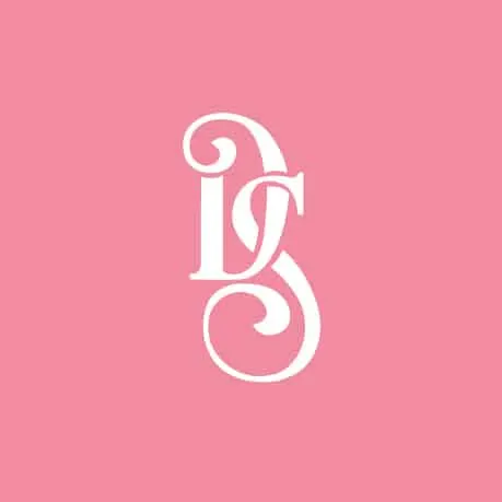 The DS monogram in white on pink, a profile-picture version