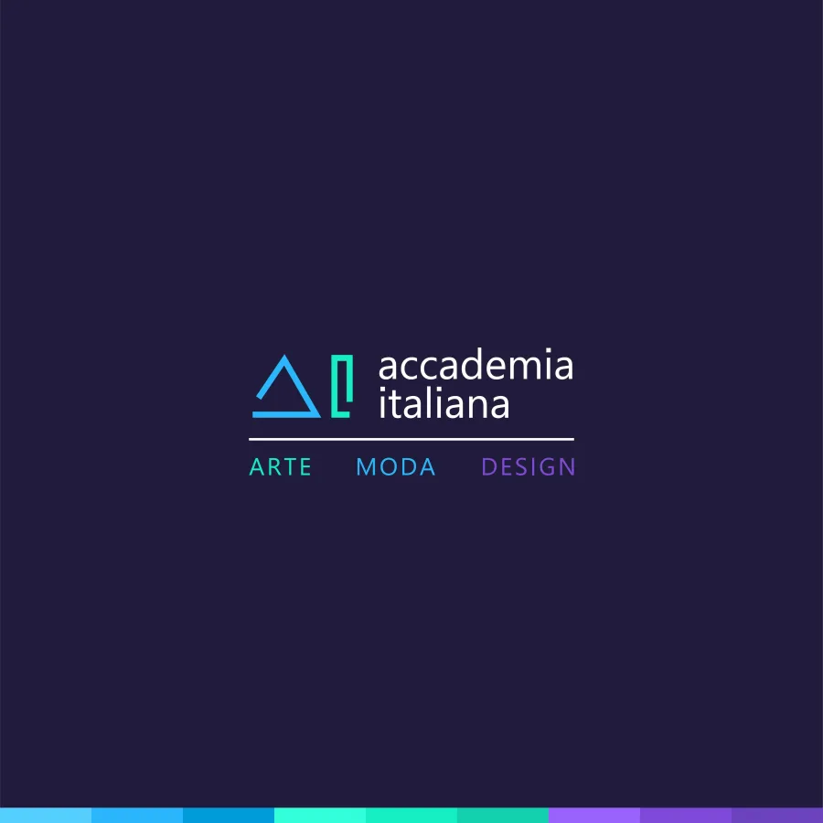 The line version of the Accademia Italiana logo with the words ARTE · MODA · DESIGN