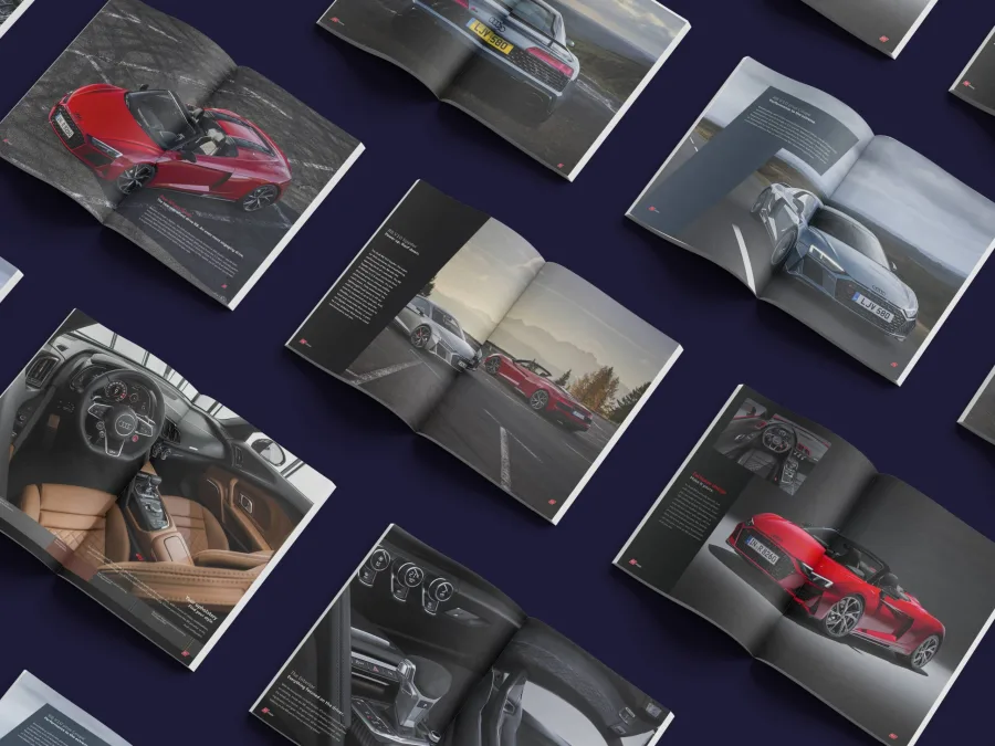 Разтвори от каталога за Audi R8, подредени един до друг