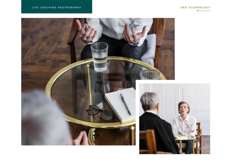 Photography direction: a conversation at a table in a calm setting
