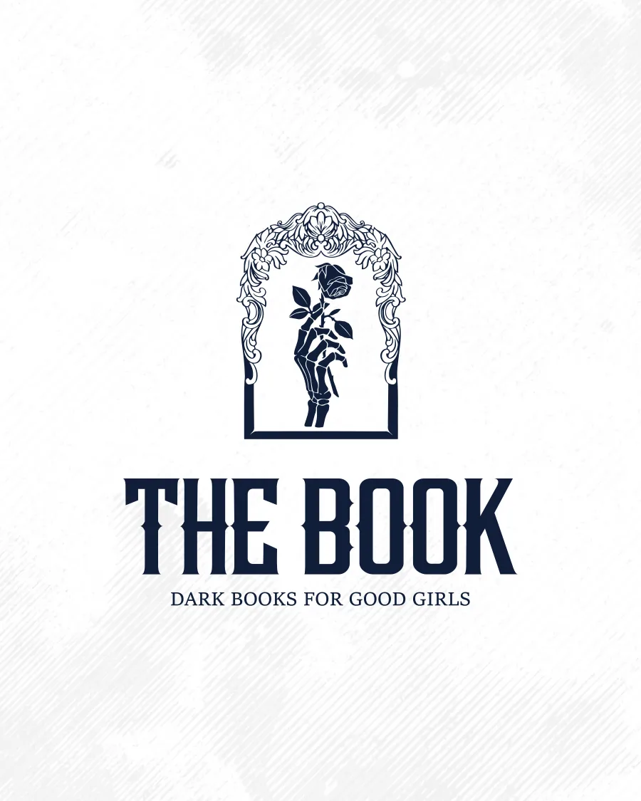 The Book logo: a gothic frame with a skeletal hand and a rose