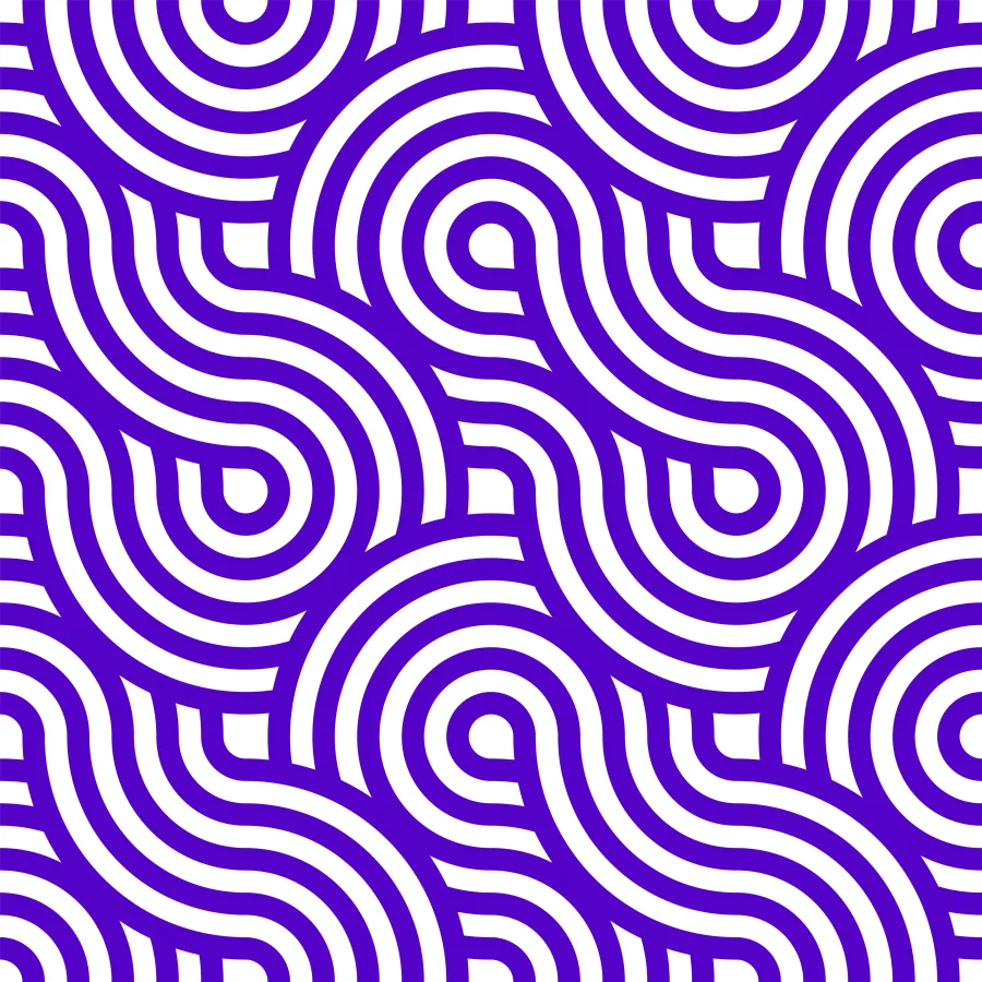 The FLX pattern of interlocking purple arcs