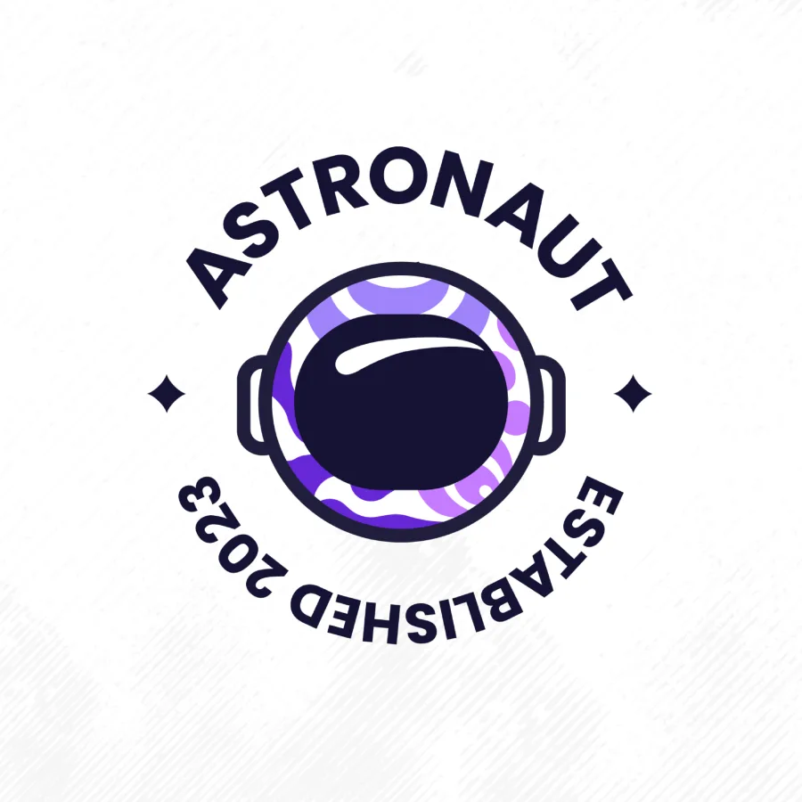 Логото на Astronaut в пълна кръгла версия с надпис Established 2023